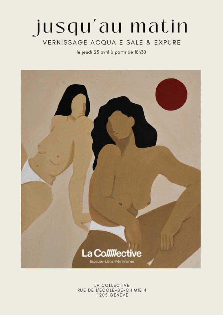Poster de l'exposition de peintures "Jusqu'au matin" de l'artiste Acqua e Sale